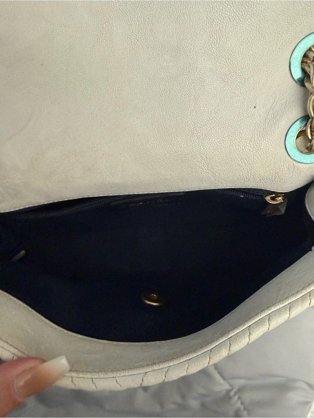 Chanel Quilted Chevron Flap Shoulder Bag in Light Beige